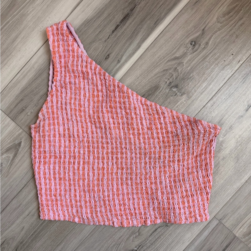 A New Day Pink and Orange Textured Top